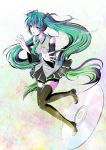  aqua_eyes aqua_hair cd detached_sleeves digudigudan hatsune_miku headphones headset legs long_hair necktie skirt solo thigh-highs thighhighs twintails very_long_hair vocaloid zettai_ryouiki 