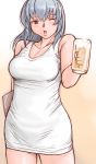  beer dress rozen_maiden rozenweapon silver_hair suigintou white_dress wink 