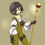  black_hair breasts cleavage final_fantasy final_fantasy_ix garnet_til_alexandros_xvii gloves lowres ribbon short_hair solo thigh_strap yamipika 