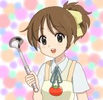 brown_eyes brown_hair chunpai hirasawa_ui k-on! ladle ponytail school_uniform short_hair solo tomato 