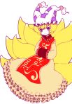  bad_id blonde_hair fox_tail hands_in_sleeves hat multiple_tails pale_skin short_hair solo tail tino0618 touhou yakumo_ran 