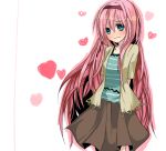  aqua_eyes bad_id blush hairband heart long_hair megurine_luka pink_hair skirt solo tsumito very_long_hair vocaloid 
