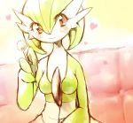  blush gardevoir green_hair heart mimikaki nme no_humans pokemon pokemon_(creature) red_eyes sketch smile solo 
