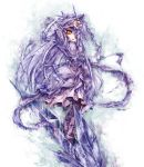  crystal dress eyepatch flower highres purple_hair ribbon rozen_maiden sasa_ichi ssss sword weapon yellow_eyes 