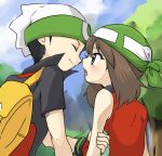  1boy 1girl ageha bandana blush couple fang hat hetero lowres nuzzle odamaki_sapphire pokemon pokemon_special ruby_(pokemon) 