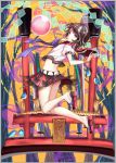  1girl bangle black_hair blob bracelet dress duzie_e horns jewelry kijin_seija multicolored_hair red_eyes redhead solo streaked_hair torii touhou upside-down white_hair 