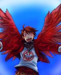  1boy commentary_request doubutsu_sentai_zyuohger kazakiri_yamato male mijinko_(83nabe) red_eyes redhead super_sentai tagme wings 