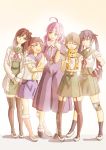  5girls brown_hair ebisuzawa_kurumi gakkou_gurashi! hair_ornament hairclip highres multiple_girls naoki_miki pink_hair purple_hair sakura_megumi short_hair takeya_yuki taroumaru_(gakkou_gurashi) twintails wakasa_yuuri 