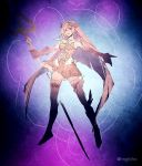  boots fate/grand_order fate/prototype fate/prototype:_fragments_of_blue_and_silver fate_(series) konoe_ototsugu lancer_(fate/prototype_fragments) long_hair polearm skirt spear thigh-highs thigh_boots weapon 
