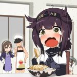  1boy 4girls :3 ;) =_= admiral_(kantai_collection) ahoge akagi_(kantai_collection) anchor_symbol apron ashigara_(kantai_collection) bare_shoulders black_gloves black_hair blush bodysuit bowl brown_eyes brown_hair chair chopsticks clenched_hand clothes_writing crying crying_with_eyes_open darkmaya drooling eating fish_steak food gloves green_hair hachimaki hair_flaps hair_ribbon hairband hand_on_hip hat hatsuzuki_(kantai_collection) headband heart japanese_clothes kantai_collection long_gloves long_hair long_sleeves military_hat multiple_girls naked_apron one_eye_closed open_mouth peeking_out ponytail puffy_long_sleeves puffy_sleeves remodel_(kantai_collection) ribbon rice school_uniform shaded_face short_hair short_ponytail short_sleeves sitting smile straight_hair sweatdrop table tasuki tears twintails wavy_mouth white_gloves zuikaku_(kantai_collection) 