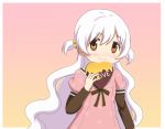  1girl long_hair mahou_shoujo_madoka_magica mahou_shoujo_madoka_magica_movie momoe_nagisa smile twintails valentine white_hair yellow_eyes 