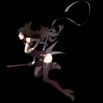  black_hair blake_belladonna blush bodysuit brown_eyes long_hair ribbon rwby warrior 