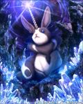  animal_ears blue_eyes commentary_request crystal final_fantasy final_fantasy_mobius glowing horn kei-suwabe official_art rabbit_ears rock translation_request 