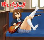  1girl brown_eyes brown_hair guitar hair_ornament hairclip highres hirasawa_yui hirondo instrument k-on! school_uniform 