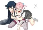  2girls biting blood hayashimo_(kantai_collection) multiple_girls pantyhose shiranui_(kantai_collection) sitting yomosaka yuri 