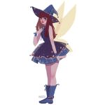  1girl alternate_costume artist_name blue_eyes boots brown_hair cross-laced_footwear dress fairy_wings full_body hat lace-up_boots layered_dress long_hair looking_at_viewer sachcell sleeveless smile solo star star_sapphire tongue tongue_out touhou transparent_background wings witch_hat wrist_cuffs 