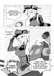  3girls :d @_@ ^_^ bismarck_(kantai_collection) closed_eyes comic crossover crying doraemon english fairy_(kantai_collection) flying_sweatdrops hammer hat helmet highres holding kantai_collection long_hair machinery monochrome multiple_girls open_mouth peaked_cap prinz_eugen_(kantai_collection) revision short_hair smile tearing_up turret wangphing 