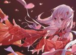  1girl bare_shoulders breasts cat&#039;s_cradle catin center_opening cleavage detached_sleeves elbow_gloves fingerless_gloves gloves guilty_crown hair_ornament hairclip long_hair pink_hair red_eyes solo string twintails yuzuriha_inori 