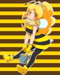  1girl antennae bee_costume black_legwear blonde_hair blush brown_eyes cure_honey don_(748826) earrings full_body gloves happinesscharge_precure! honey jewelry long_hair looking_at_viewer object_namesake oomori_yuuko pantyhose precure shoes sidelocks skirt smile solo striped striped_skirt wings yellow_gloves yellow_shoes 