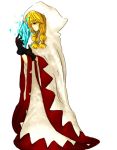  1girl blonde_hair braid final_fantasy final_fantasy_tactics full_body gloves hood long_hair low_twintails robe simple_background solo standing twin_braids twintails white_background white_mage white_mage_(fft) 