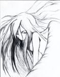  1girl abyssion angel long_hair original sketch wings 