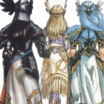  3girls armor armored_dress blonde_hair blue_hair braid feathers gloves helmet hrist_valkyrie lenneth_valkyrie long_hair lowres multiple_girls official_art siblings silmeria_valkyrie silver_hair sisters tagme valkyrie valkyrie_profile very_long_hair white_background 