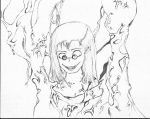  1girl abyssion glasses monster original sketch smile teeth 