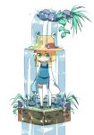  1girl ayakashi_(monkeypanch) blonde_hair green_eyes hat highres long_sleeves moriya_suwako solo touhou water waterfall white_legwear wide_sleeves 