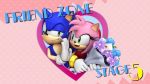 1boy 1girl 3d amy_rose animal_ears bracelet eye_contact flower gloves green_eyes hairband jewelry letter looking_at_another love_letter no_humans official_art pink_hair sega sonic sonic_the_hedgehog sweatdrop valentine 