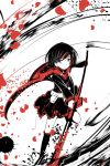  black_hair bodysuit brown_eyes ruby_rose rwby scythe short_hair warrior 