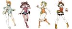  4girls armpits bag bandana bel_(pokemon) beret bike_shorts blonde_hair bow brown_hair dark_skin fanny_pack full_body genzoman green_eyes handbag haruka_(pokemon) haruka_(pokemon)_(remake) hat highres jacket kasumi_(pokemon) long_skirt multiple_girls one-piece_swimsuit open_mouth orange_legwear parted_lips poke_ball pokemon pokemon_(game) pokemon_bw pokemon_hgss pokemon_oras pokemon_xy sana_(pokemon) sandals scrunchie short_hair short_shorts shorts sketch skirt smile swimsuit tagme tank_top twintails wristband 