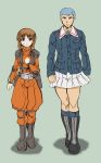  1boy 1girl character_request chirico_cuvie cosplay costume_switch hand_on_own_chest kamizono_(spookyhouse) pleated_skirt skirt soukou_kihei_votoms 