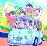  6+boys animated animated_gif backwards_hat baseball_cap bird brothers butterfly cat driving esper_nyanko hat hood hoodie korozikoro leather_jacket male_focus matsuno_choromatsu matsuno_ichimatsu matsuno_juushimatsu matsuno_karamatsu matsuno_osomatsu matsuno_todomatsu md5_mismatch multiple_boys necktie osomatsu-kun osomatsu-san overalls pink_necktie pinwheel plaid plaid_shirt porkpie_hat sextuplets shirt siblings sunglasses volkswagen_beetle 