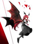  1girl absurdres book demon_wings head_wings highres kan_(aaaaari35) koakuma long_hair looking_back redhead solo touhou very_long_hair wings 