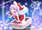  blush christmas long_hair low_twintails purple_eyes santa_hat santa_outfit twintails violet_hair vocaloid yuzuki_yukari 
