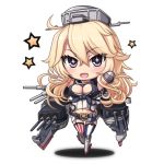  1girl akatuti blonde_hair blue_eyes breasts chibi cleavage iowa_(kantai_collection) kantai_collection large_breasts long_hair open_mouth star star-shaped_pupils symbol-shaped_pupils 
