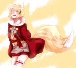  1girl animal_ears blonde_hair blush fire_emblem fire_emblem_if fox_ears fox_tail grey_hair highres kinu_(fire_emblem_if) multicolored_hair open_mouth solo tail two-tone_hair yellow_eyes 