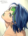  1boy earrings green_eyes green_lipstick headband jewelry jojo_no_kimyou_na_bouken kishibe_rohan kotatsu_(g-rough) lipstick makeup solo 