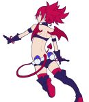  back bat_wings belt boots bracelet choker disgaea earrings etna gloves highres jewelry knee_boots looking_at_viewer looking_back osome_tei prinny red_eyes redhead short_shorts shorts skull_earrings tail wings 