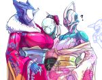  3girls artist_request bodysuit breasts fur_trim helmet japanese_clothes large_breasts multiple_girls nova_(warframe) nyx_(warframe) saryn_(warframe) warframe 