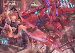  1girl angry arche_gundam blonde_hair blue_eyes funnels g.haruka gundam gundam_00 hat kirisame_marisa long_hair mecha red_eyes sword touhou weapon 