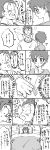  1boy 1girl absurdres bed blanket blush clenched_teeth comic couple dragon_ball dragon_ball_z flying_sweatdrops highres lying miiko_(drops7) monochrome on_back short_hair son_gohan steam sweat teeth translation_request trembling under_blanket videl 