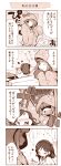  2girls ;q ayase_honoka comic hood idolmaster idolmaster_cinderella_girls kitami_yuzu monochrome multiple_girls one_eye_closed short_hair smile tongue tongue_out translation_request usoneko 