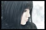  1girl black_eyes black_hair highres kinoebi lips profile realistic short_hair snow solo winter 
