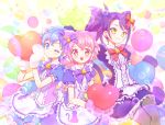  1boy 2girls animal_ears blue_eyes blue_hair blush braid brother_and_sister cat_ears cat_paws dorothy_west heart leona_west long_hair looking_at_viewer mole mole_under_eye multiple_girls ndo2 official_style one_eye_closed open_mouth otoko_no_ko paws pink_eyes pink_hair pripara purple_hair ribbon short_hair siblings side_ponytail smile toudou_shion twins yellow_eyes 