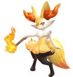  absurdres braixen fire furry highres huge_filesize no_humans official_art pokemon pokemon_(creature) pokken_tournament solo stick 