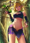  1girl breasts elf fantasy food fruit grapes hairband highres looking_at_viewer original pointy_ears solo t_thekey violet_eyes 