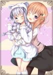  2girls blue_eyes gochuumon_wa_usagi_desu_ka? highres kafuu_chino long_hair multiple_girls no_socks xiaosan_ye yuri 