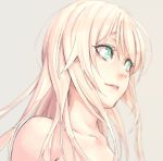  1girl and aqua_eyes blonde_hair close-up collarbone face long_hair original parted_lips smile solo upper_body 