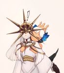  ! 1boy 1girl 34no404 ^_^ character_request closed_eyes covered_eyes crown dark_souls dark_sun_gwyndolin flat_chest gwendolyn hair_ornament long_hair long_sleeves odin_sphere silver_hair smile spikes wide_sleeves 